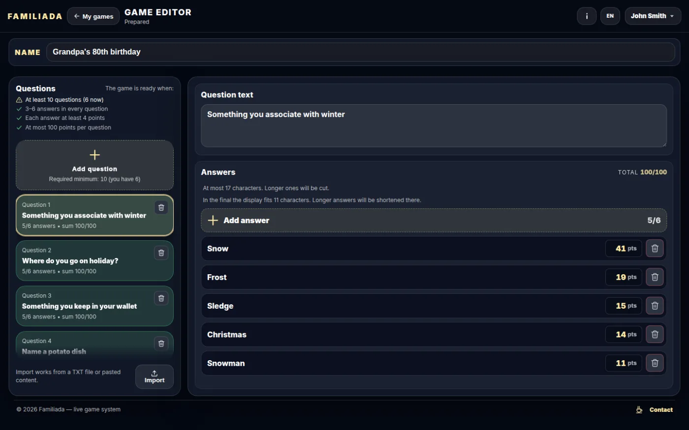 Readiness conditions with missing items