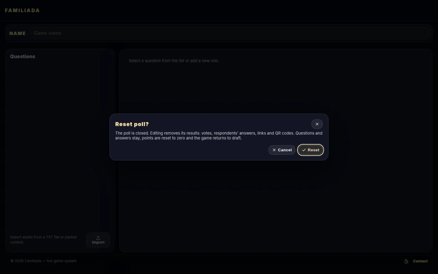 Reset the poll?