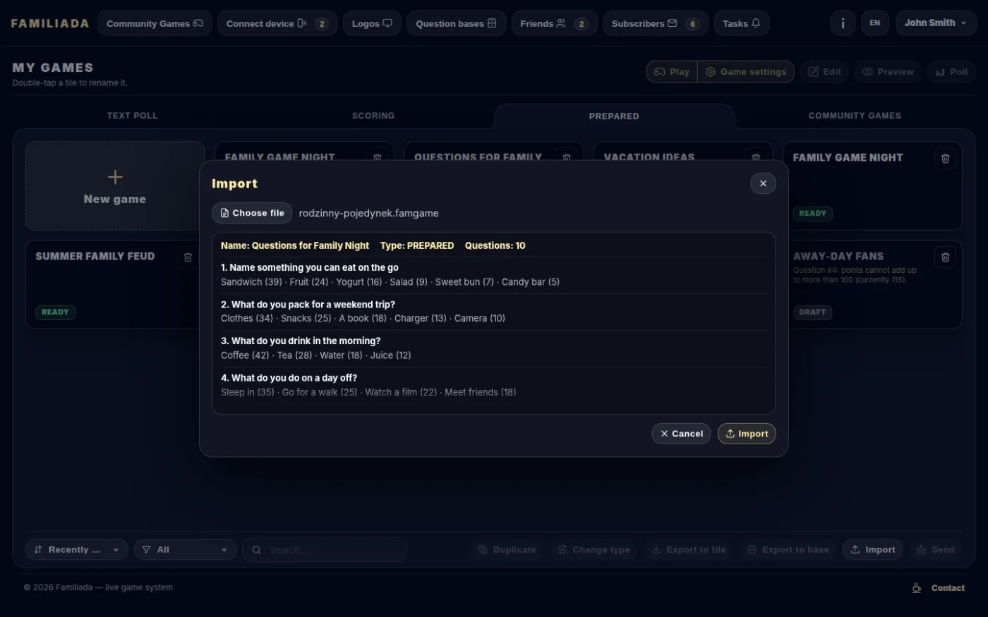Import — file preview
