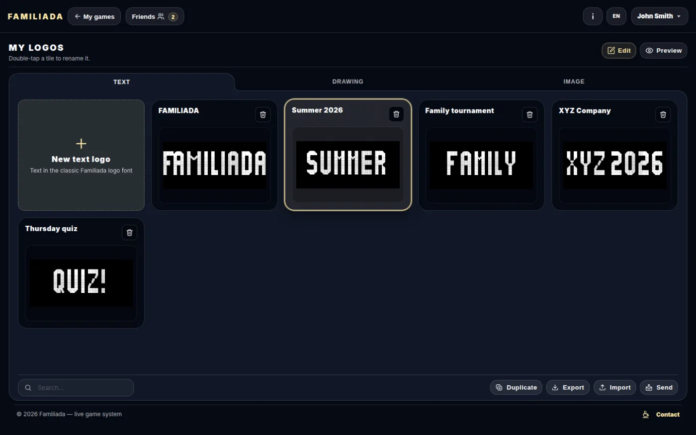 A selected logo — action buttons