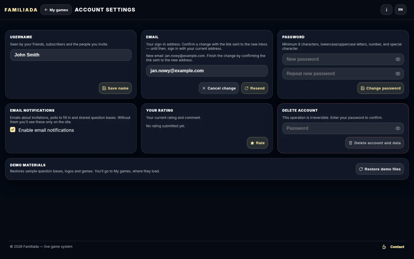 E-mail change in progress — resend or cancel