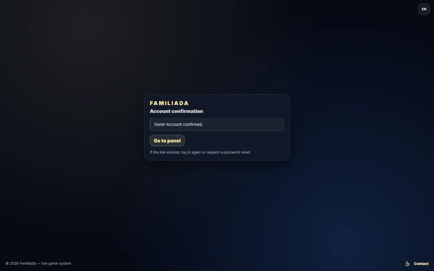 Account confirmed