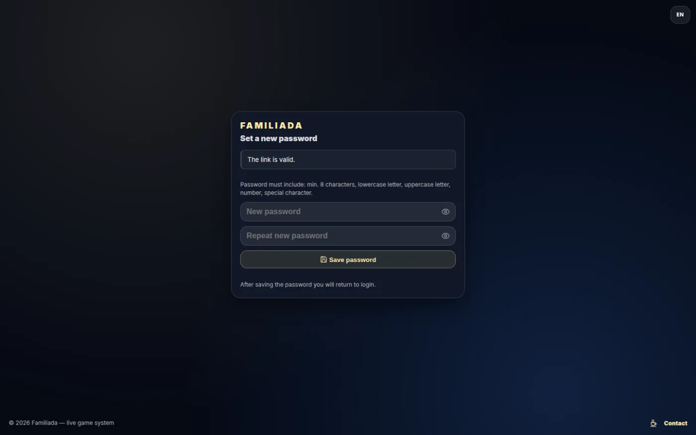 New password