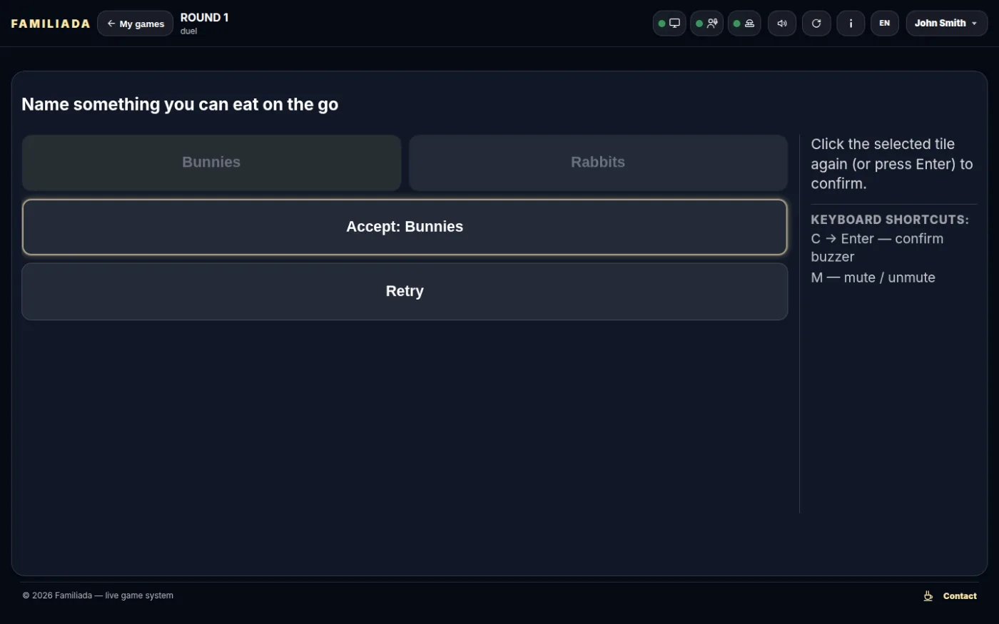 The first click selects, the second confirms