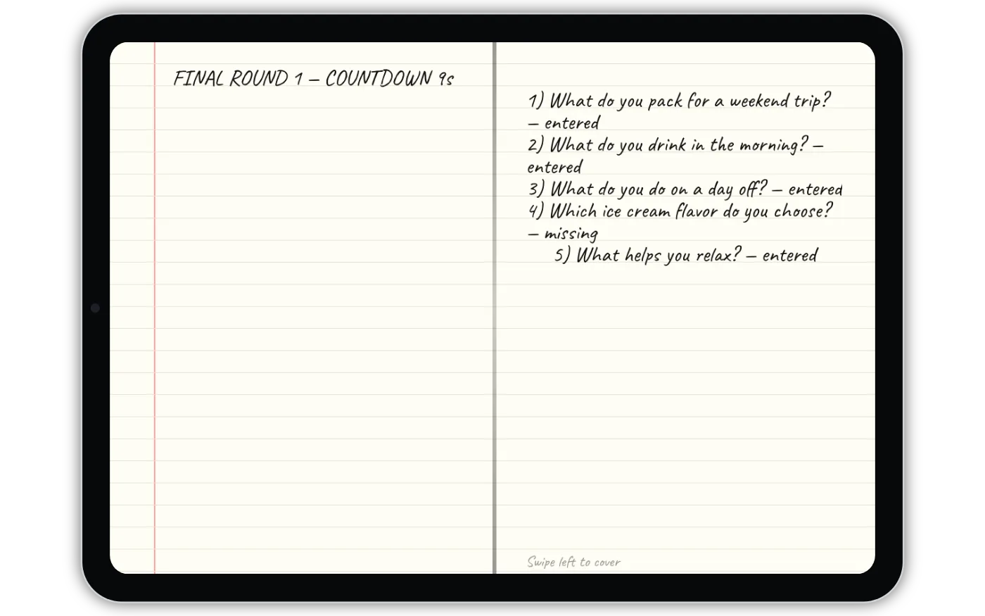 Host screen — countdown and question statuses